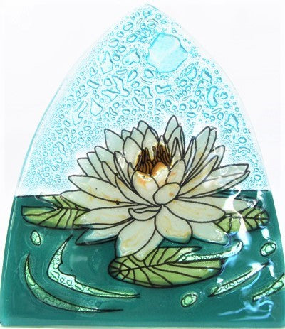Recycled Glass Night Light  | White Lotus Flower