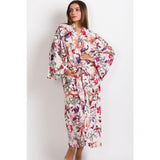 Long Kimono Robe | Ivory Multi Birds