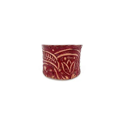 Copper Patina Ring | Red Botanical Print