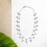 Dotted Rectangle Necklace | Silver