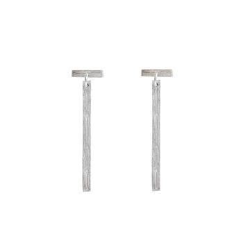 Dangling Bar Post Earrings | Silver
