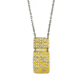 Silver Patina Necklace | Yellow Pieced Rectangle