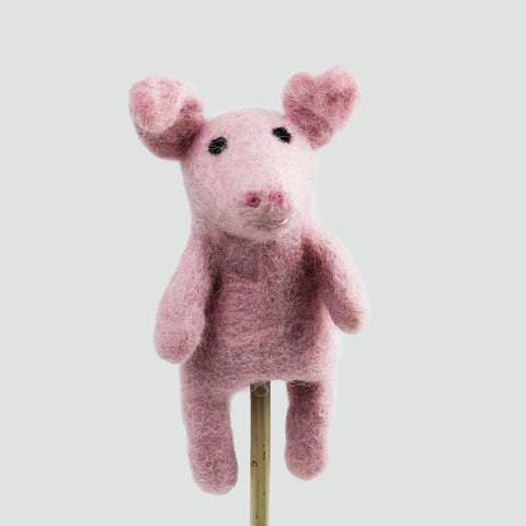 Felted Wool Finger Puppet | Pig
