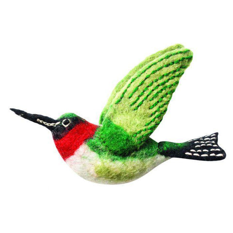 Woolie Bird Ornament | Ruby Throated Hummingbird