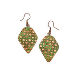 Copper Patina Earrings | Light Green Circle Print