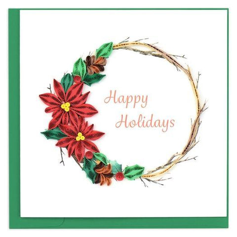 Poinsettia Wreath Quilling Card