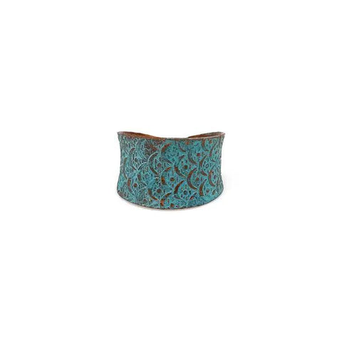 Copper Patina Ring | Turquoise Scallop Design