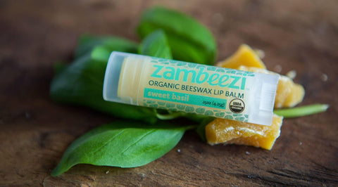 Zambeezi Organic Beeswax Lip Balm | Sweet Basil