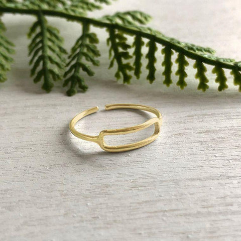 Rippled Rectangle Ring | Gold