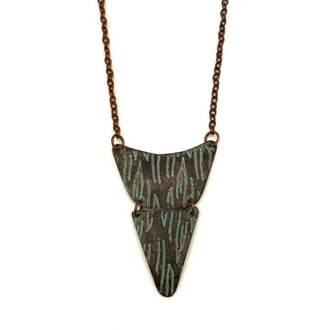Copper Patina Necklace | Teal and Brown Texture