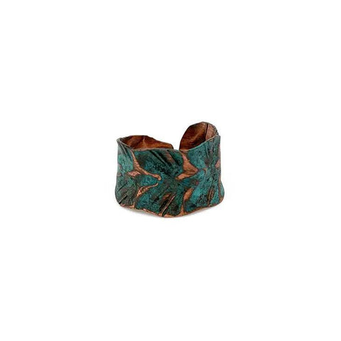 Copper Patina Ring | Teal Wrapped Leaf