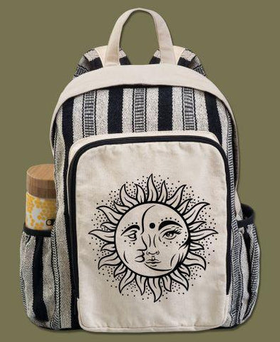 Canvas Boho Backpack | Natural | Moon & Sun