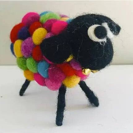 Felted Wool Sheep | Rainbow