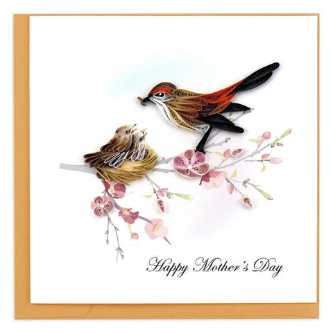 Mother Bird Feeding Babies Mother's Day Quilling Card