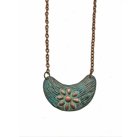 Copper Patina Necklace | Rustic Flower