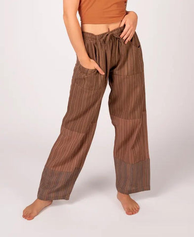 Unisex Patchwork Pants | Brown | 5 sizes