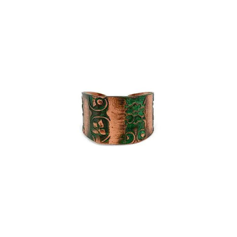 Copper Patina Ring | Green Floral Stripes