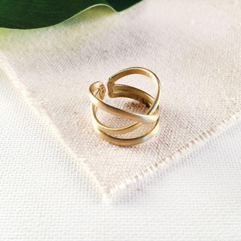 Linear X Ring | Gold