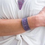Silver Patina Bracelet | Purple Floral and Dots