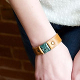 Leather Bracelet | Jade Rectangle