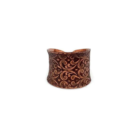 Copper Patina Ring | Brown Ornate Design