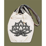 Canvas Boho Bag | Natural | Lotus Flower