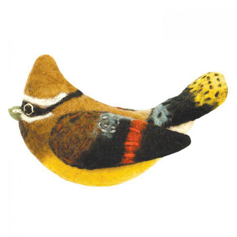 Woolie Bird Ornament | Cedar Waxwing
