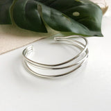 Layered Waves Cuff | Silver