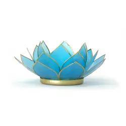 Capiz Tea Light Holder | Gemstone Lotus | Turquoise