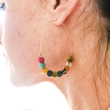 Kantha Elongated Wire Hoops