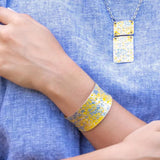 Silver Patina Bracelet | Yellow Ornate Print