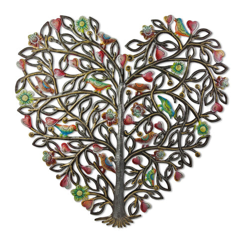 Haitian Metal Art | Painted Heart Tree
