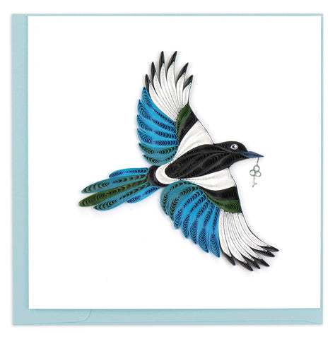 Black-billed Magpie Quilling Card