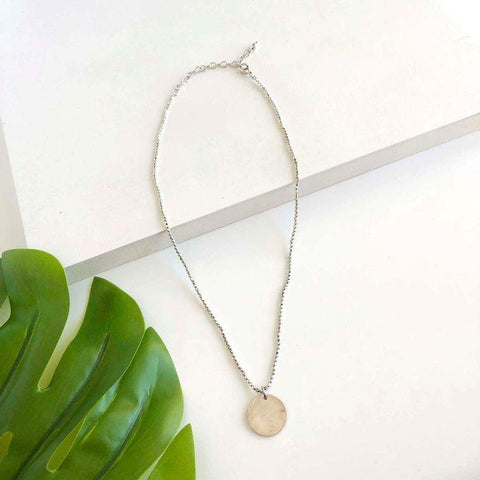 Simple Medallion Necklace | Silver