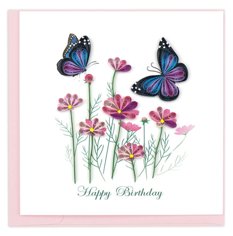 Birthday Flowers & Butterflies Quilling Card