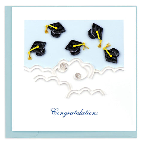 Flying Graduation Caps Quilling Card