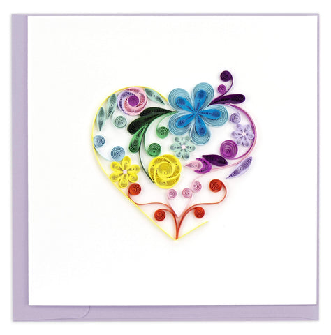 Floral Rainbow Heart Quilling Card
