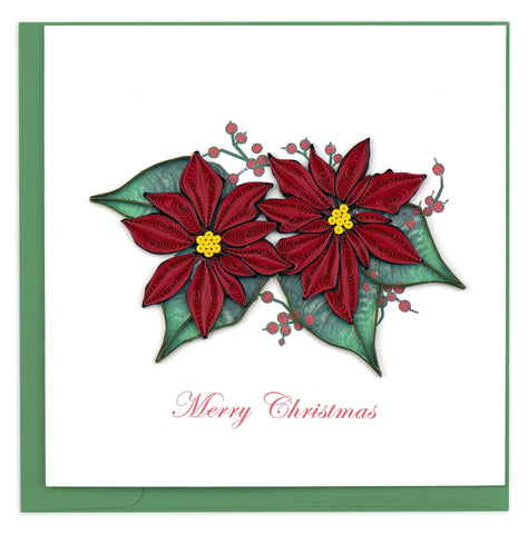 Christmas Red Poinsettia Quilling Card