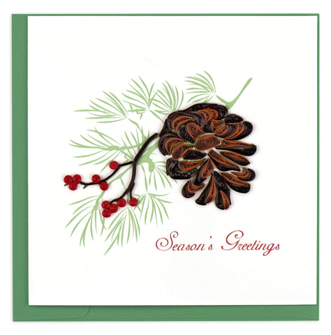 Holiday Pine Cone Quilling Card