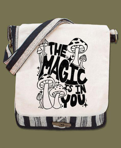 Canvas Messenger Bag | Natural | Magic Mushrooms