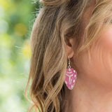 Silver Patina Earrings | Pink Linear Teardrop