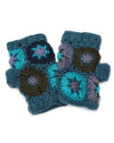 Wool Flower Fingerless Gloves | 5 Colors