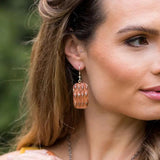 Silver Patina Earrings | Rust Feather Rectangle