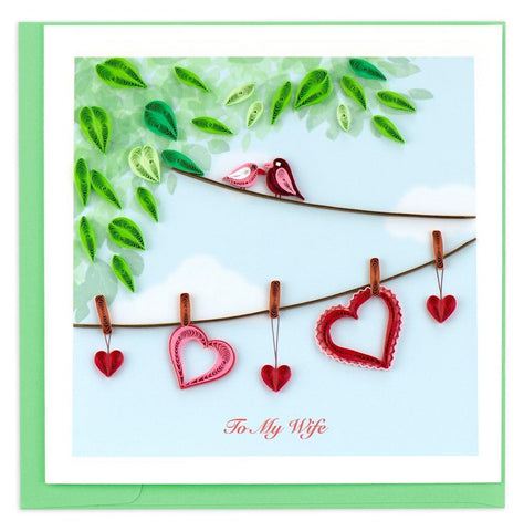 Love Birds on Clothesline Quilling Card | NIQUEA.D Collection