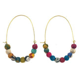 Kantha Elongated Wire Hoops