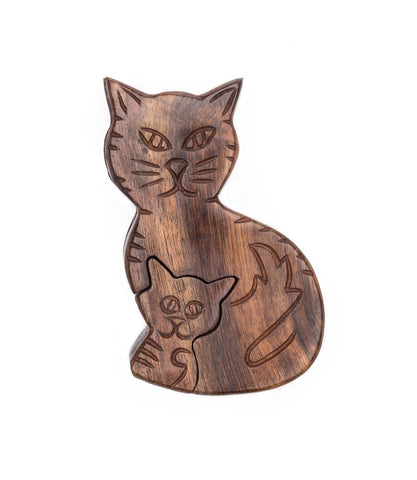 Wooden Puzzle Box | Cat and Kitten