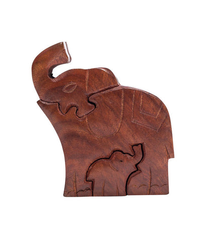 Wooden Puzzle Box | Mama and Baby Elephant